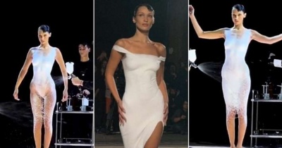 كيف صنع فستان بيلا حديد المذهل بأسبوع الموضة؟.. اعرف قصة القماش 